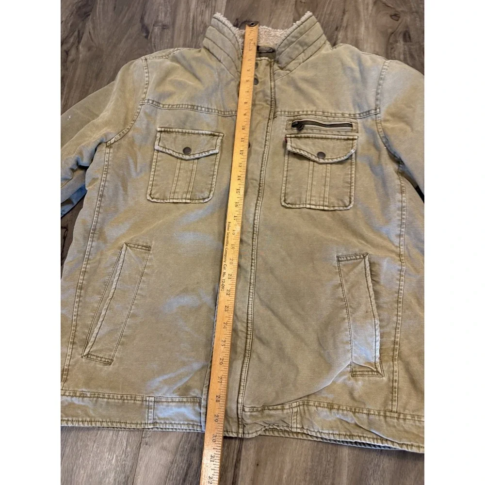 Levi Strauss Sherpa Lined Military Field Jacket Mens XL Olive Green Utility Coat
